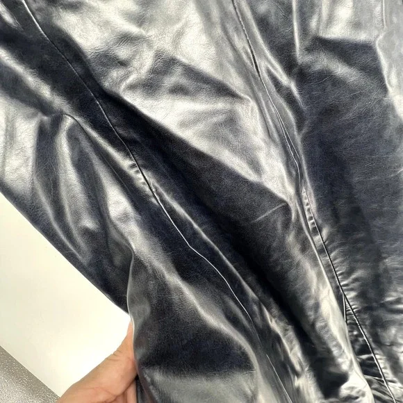 Zara Navy faux leather A-line midi skirt Fall Winter Women M - Picture 2 of 4